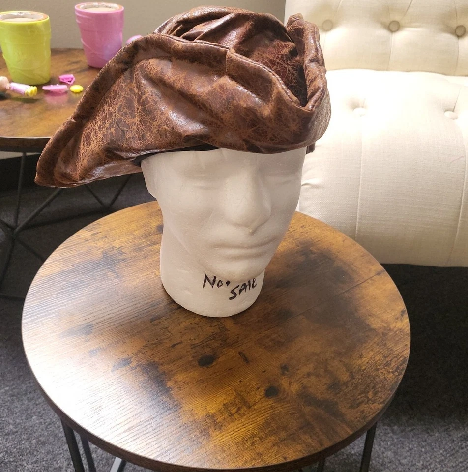 HSC Brown Leatherette Tri-fold Pirate Hat Costume Accessory, Brown, One Size - Image 4 of 4