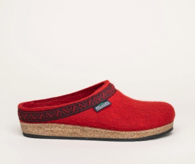 Stegmann hangefertiger Wollfilz-Clog Hausschuh Pantolette rot 17/801-8820
