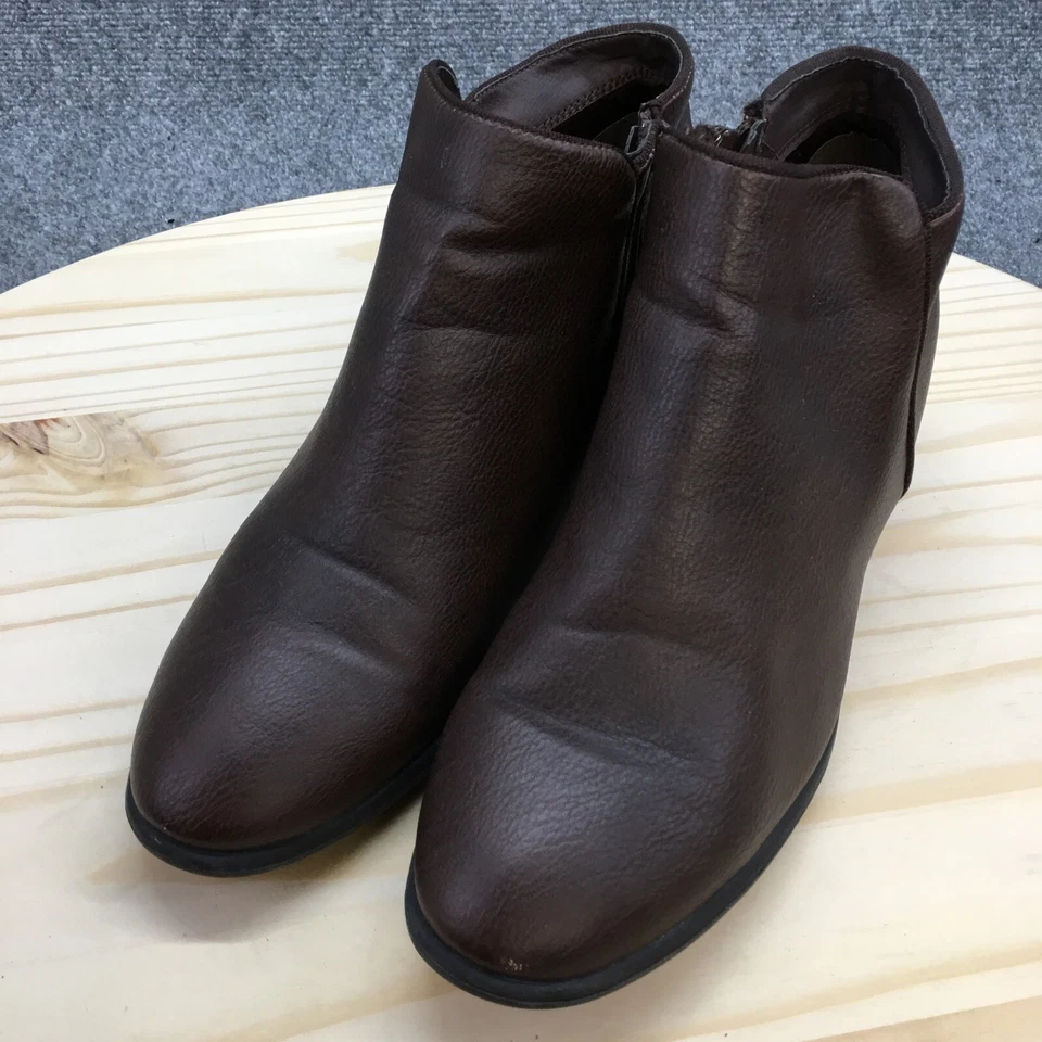 Charlotte Russe Botas Mujer 10 Botines Tacones Cuero Marrón Cremallera Lateral Foto 3 de 4