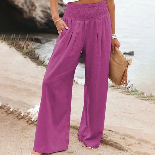 Linen wide-leg trousers for women - Picture 38 of 39