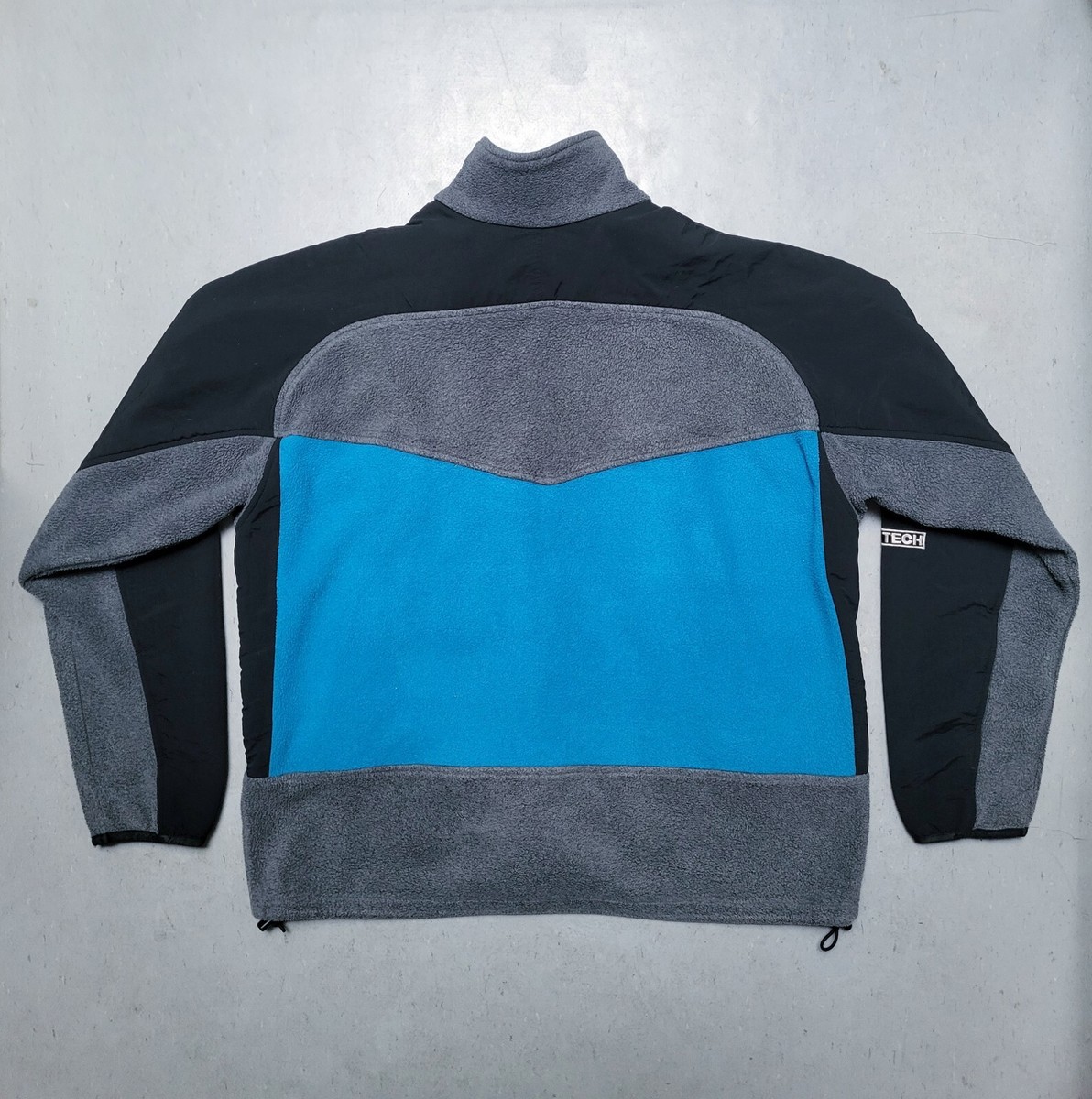 Vtg NORTH FACE EG TECH Polar Fleece Jacket Black Blue Fall Sz XL