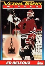 Ed Belfour Vezina Trophy Winner Blackhawks Topps Ice Hockey Card No 519 1991