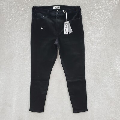Daze Denim Womens Size 33 Black Call You Back Mid Rise Skinny Denim Jeans