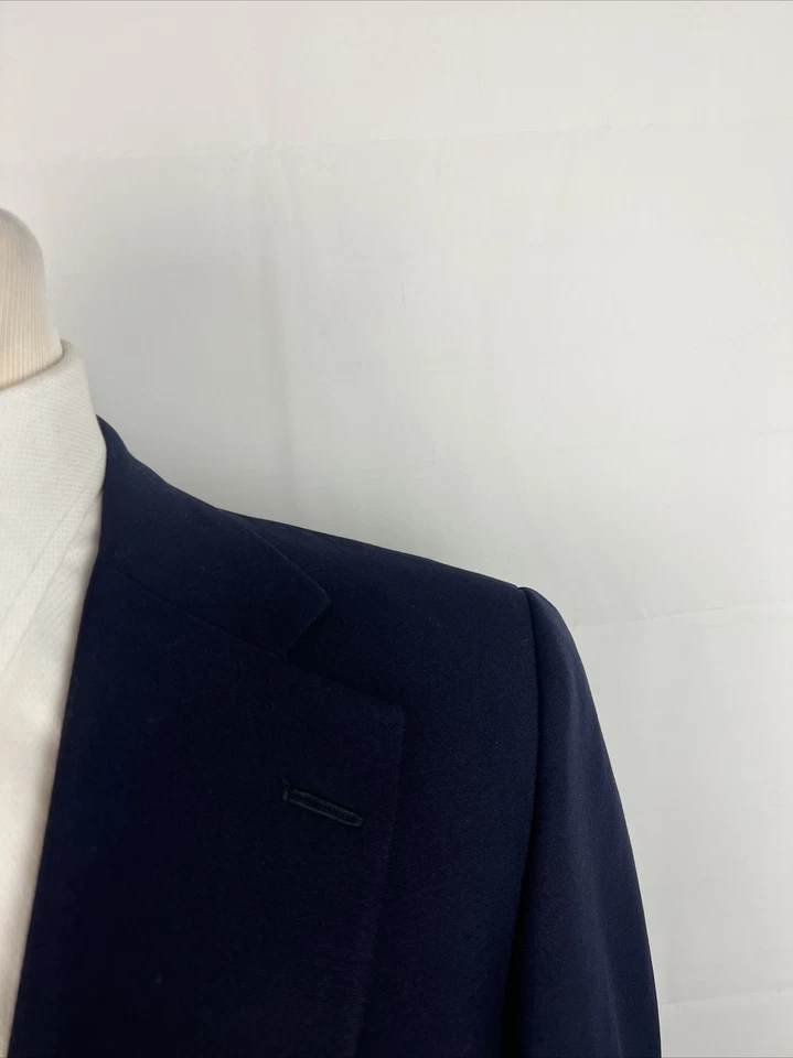 SUPER 100'S Paul Stuart Men's Navy Blue Solid Wool Blazer 40S $1,695 - Image 2 of 4