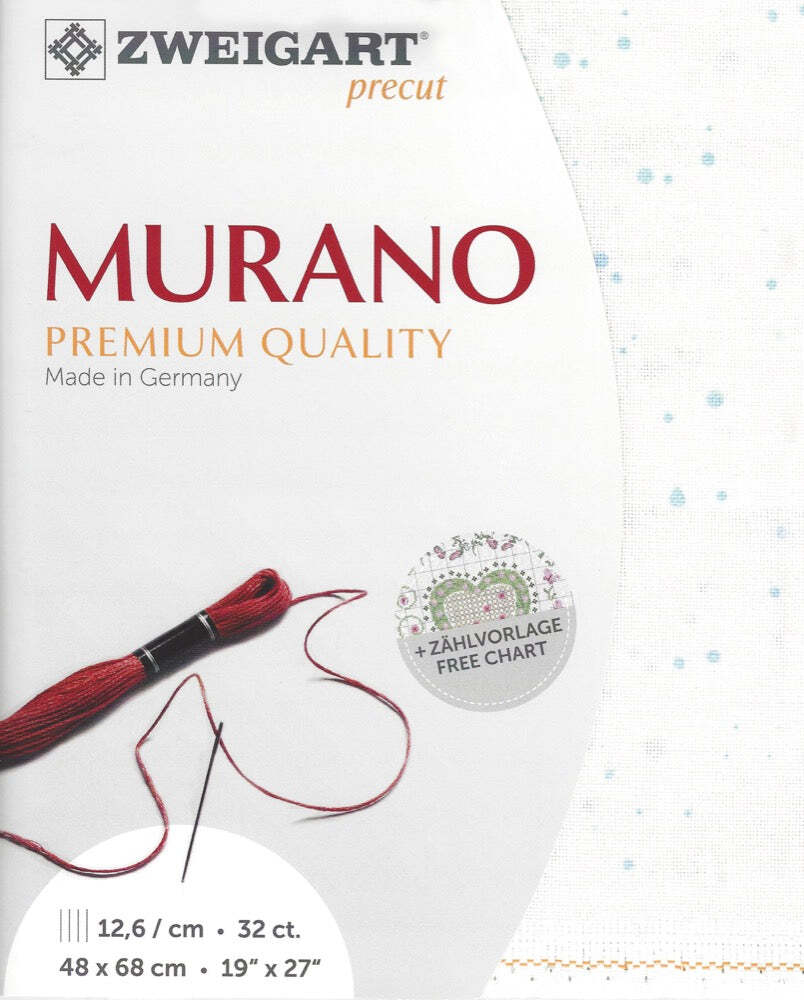 Precut Zweigart Murano Splash 32 count Antique White Mint Splash 3984/1299