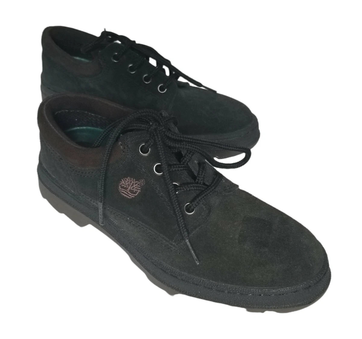 Timberland Black Suede Leather Lace Up Lugged Sole Boys Shoes Size