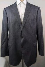 Armani Collezioni Holt Renfrew Men Gray Herringbone 2 Button Sport Coat Size 44L