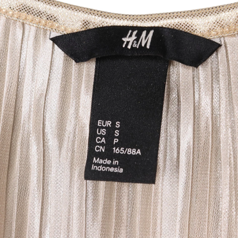 Camiseta sin mangas plisada H&M para mujer talla pequeña camisola dorada metálica correa de espagueti Foto 2 de 3