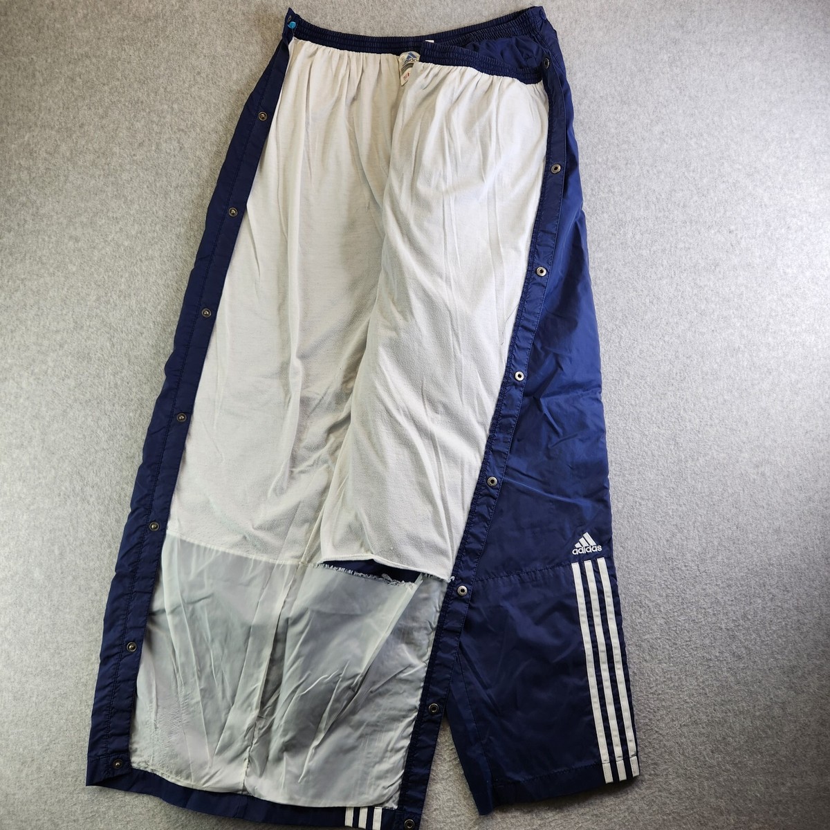 Vintage Adidas Snap Pants Mens XXL Blue Three Stripe 90s