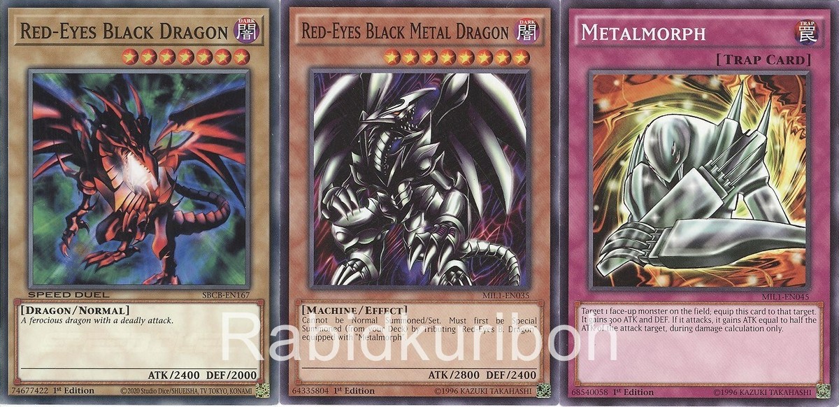 Yugioh Red-Eyes Black Dragon + Red-Eyes Black Metal Dragon +