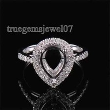 Engagement Semi Mount Ring Pear Cut 10 8 MM 925 Sterling Silver Ring For Her