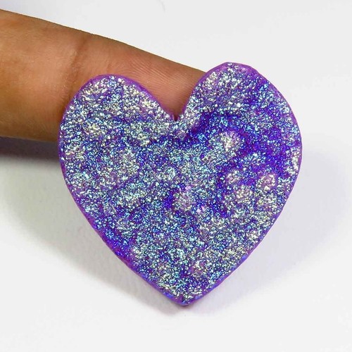 Cabujón corazón de titanio púrpura 30x30 mm gemas de ágata drusa de titanio natural TN-96 - Imagen 3 de 9