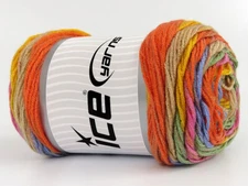 3-Skein Lot Baby Dream Batik Yarn Light Acrylic 3x100g/250m Rainbow