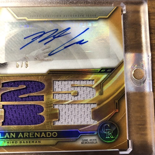 NOLAN ARENADO 2019 TOPPS TRIPLE THREADS TRIPLE PATCH AUTOGRAPH AUTO #8/9!! - Picture 3 of 5