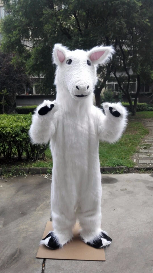 Blanco Caballo Mascota Disfraz Traje Juegos con disfraces Fiesta Juego Vestido Conjunto Halloween Adulto Foto 3 de 3
