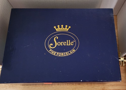 JUEGO DE TÉ SORELLE PORCELANA FINA ARTE DEMITASSE AMARILLO FLORES JAZMÍN AZUL COBALTO - Imagen 2 de 5