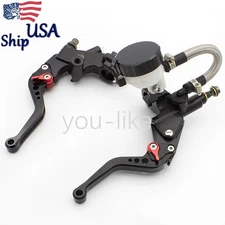 Universal Black Motorcycle Brake Clutch Master Cylinder Lever Reservoir Aluminum