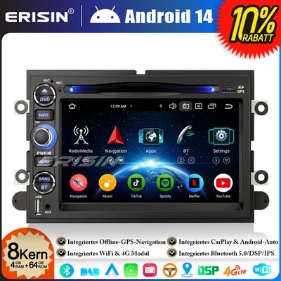 64GB Android 14 CarPlay DVD Autoradio GPS DAB+ für Ford F150 F250 Montego Shelby