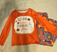 Girls Boutique Size 7 Fall Pumpkin Graphic Long Sleeve Crew Neck Outfit Set