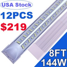 12 Pack T8 8FT Led Shop Light Fixture 144W 8 Foot Led Tube Light Linkable 6500K