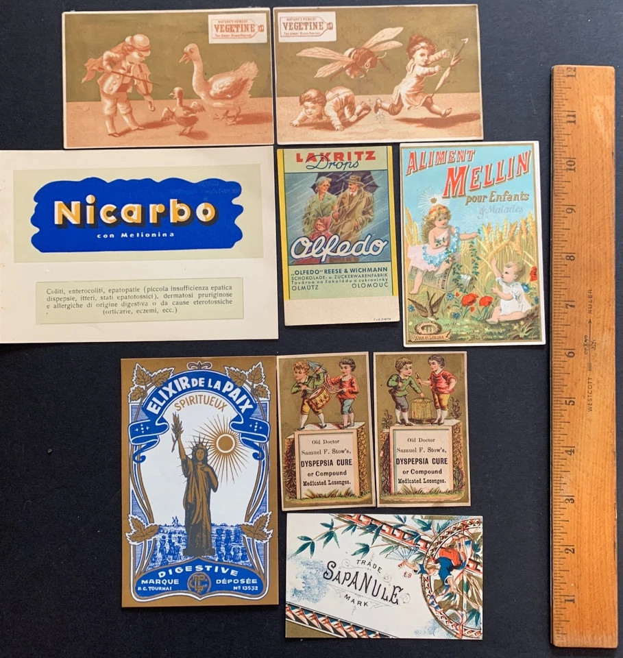 LOT of 9 Original Old Patent Household Medicine & Pharmacy Trade Cards & Labels - Image 3 of 4