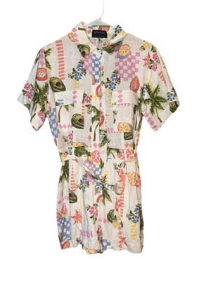 MINKPINK Gracie Belted Romper - Fruity Floral Tropical Print  Size Small Women s