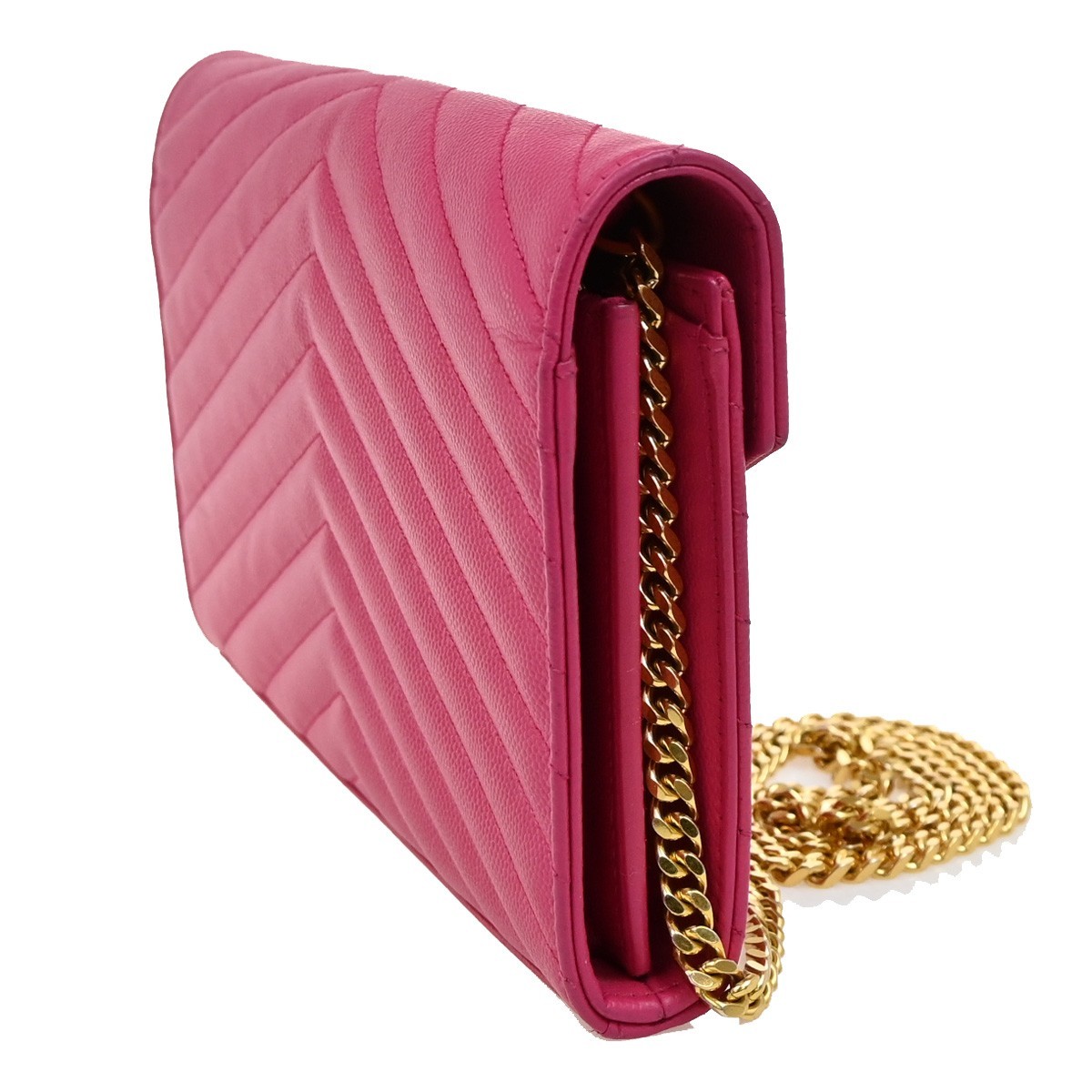 Borsa pochette tracolla SAINT LAURENT YSL 2 vie catena busta rosa GHW 50RL256