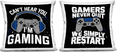 Stupell Fun Gamer Quotes Throw Pillows, 18x18, Black, Set of 2