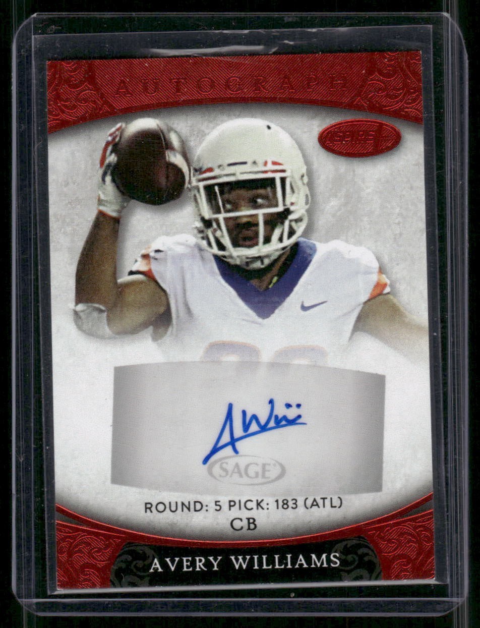 AVERY WILLIAMS 2021 SAGE ASPIRE FOOTBALL ROOKIE AUTO AUTOGRAPH RED ASP-138
