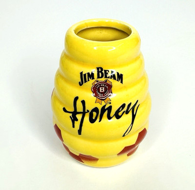 Jim Beam Honey Pot Jar Shot Glass Ceramic 2.5  Whiskey Distillery Hive Drink
