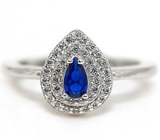 1CT Treated Blue Sapphire  Topaz 925 Sterling Silver Ring Jewelry Sz 9