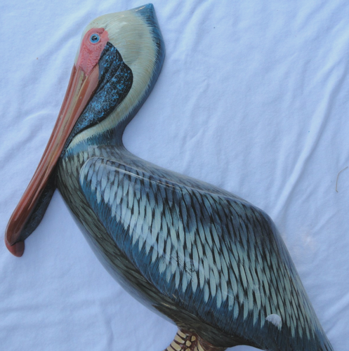 Pelican Sea Bird On Pole 17" tall Wall Mount Sculpture Plaque Nautical Decor - Picture 2 of 9