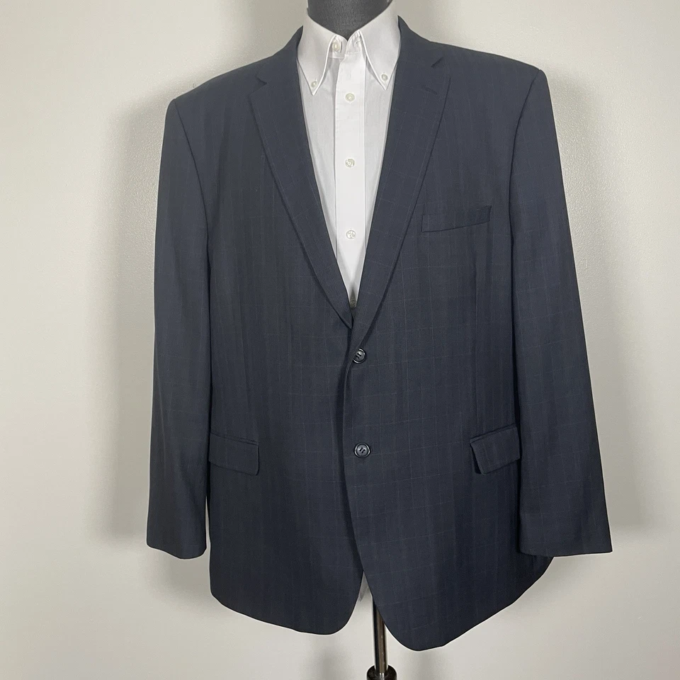 Caravelli Sport пальто мужской 50R темно-синий чек двойной вентилируемый две кнопки - Изображение 2 из 4