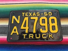 1950        TEXAS       TRUCK      LICENSE        PLATE       NA4798