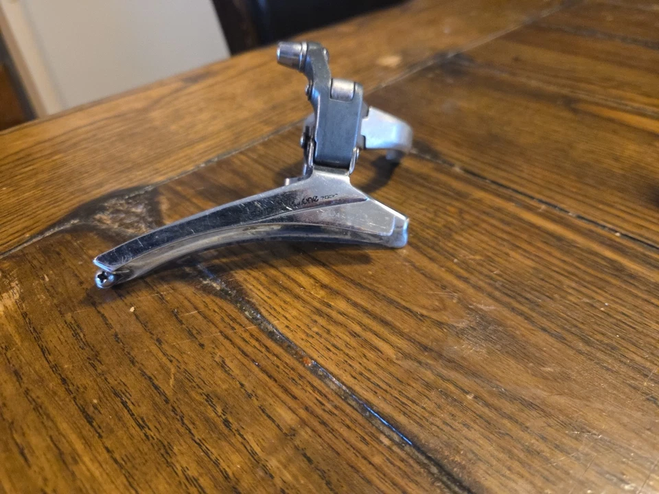 Desviador de bicicleta de carretera delantero vintage Suntour Cyclone 7000 28,6 mm doble blanco Foto 4 de 4