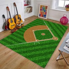 Baseball Rug for Bedroom 3'x5' Non Slip Sports Rug for Living Room Baseball R...
