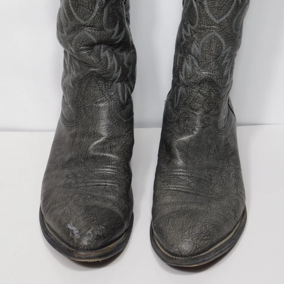 Винтажные ковбойские сапоги NOCONA 3002 серые кожа кенгуру с круглым носком мужские США 9D - Изображение 3 из 4