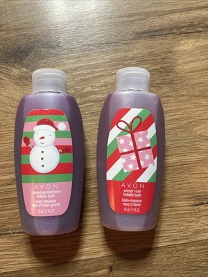 Avon Travel Bubble Bath Frosted Winterberry &   Winter Rose 1.7oz Set Of 2 New