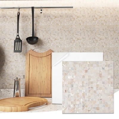 Mother of Pearl Peel and Stick Backsplash Sqaure Mosaic Tile for Kitchen Bath...
