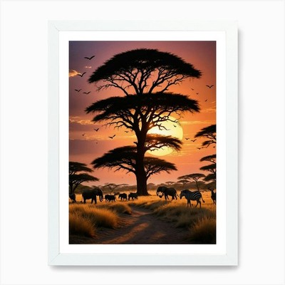 Savannah Sunset Art Print Framed Wall Art Poster Canvas Print Picture