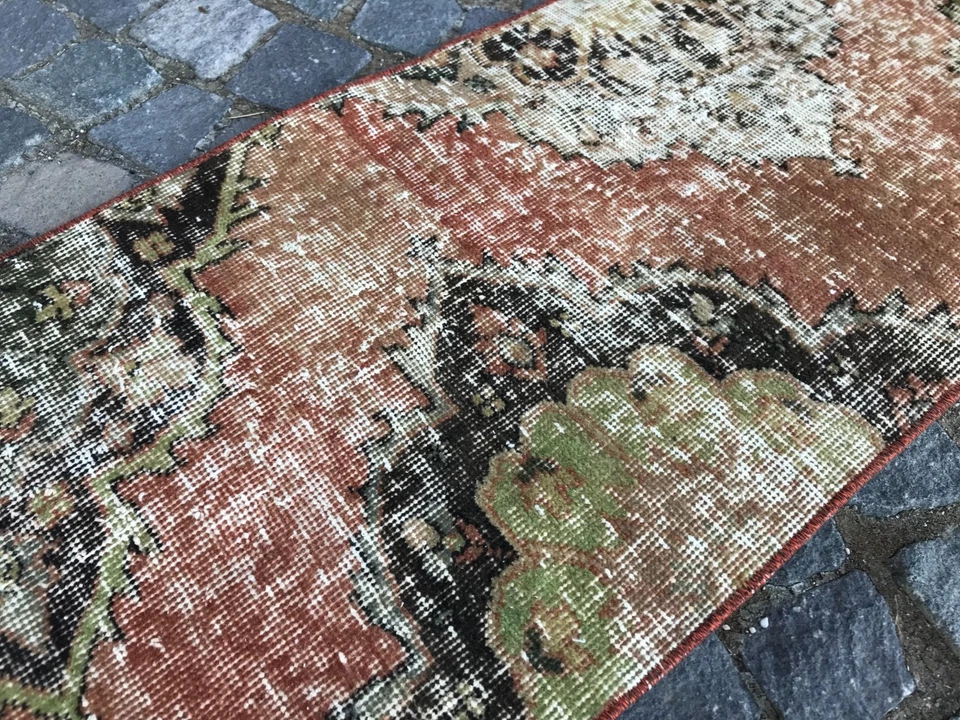 Turkish Vintage Rug Handmade Wool Rug Bohemian Runner Rug Home Rug1,7 x 4,1 ft - Image 2 of 4