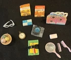 14 Barbie Doll & Skipper Accessories Purse, Records, Mirror, Clock, & Lots More