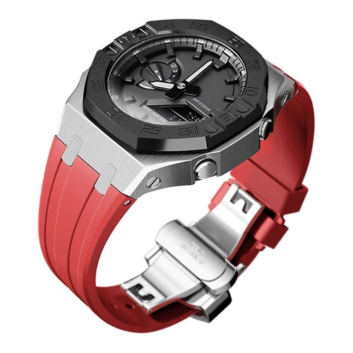 Premium Stainless Steel Case + Silicone Strap AP Mod Kit Set for G-Shock GA-2100 - Picture 22 of 77