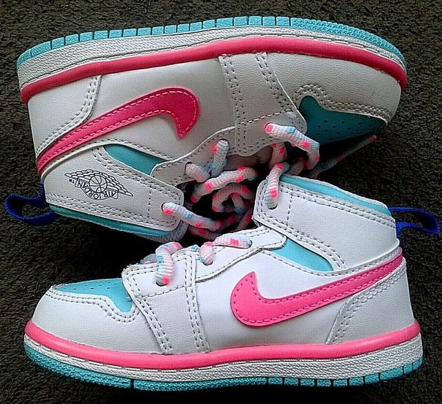 Nike Air Jordan 1 Retro Mid White Pink Green Soar TD Toddler Size 7c 644507 102 for sale online 