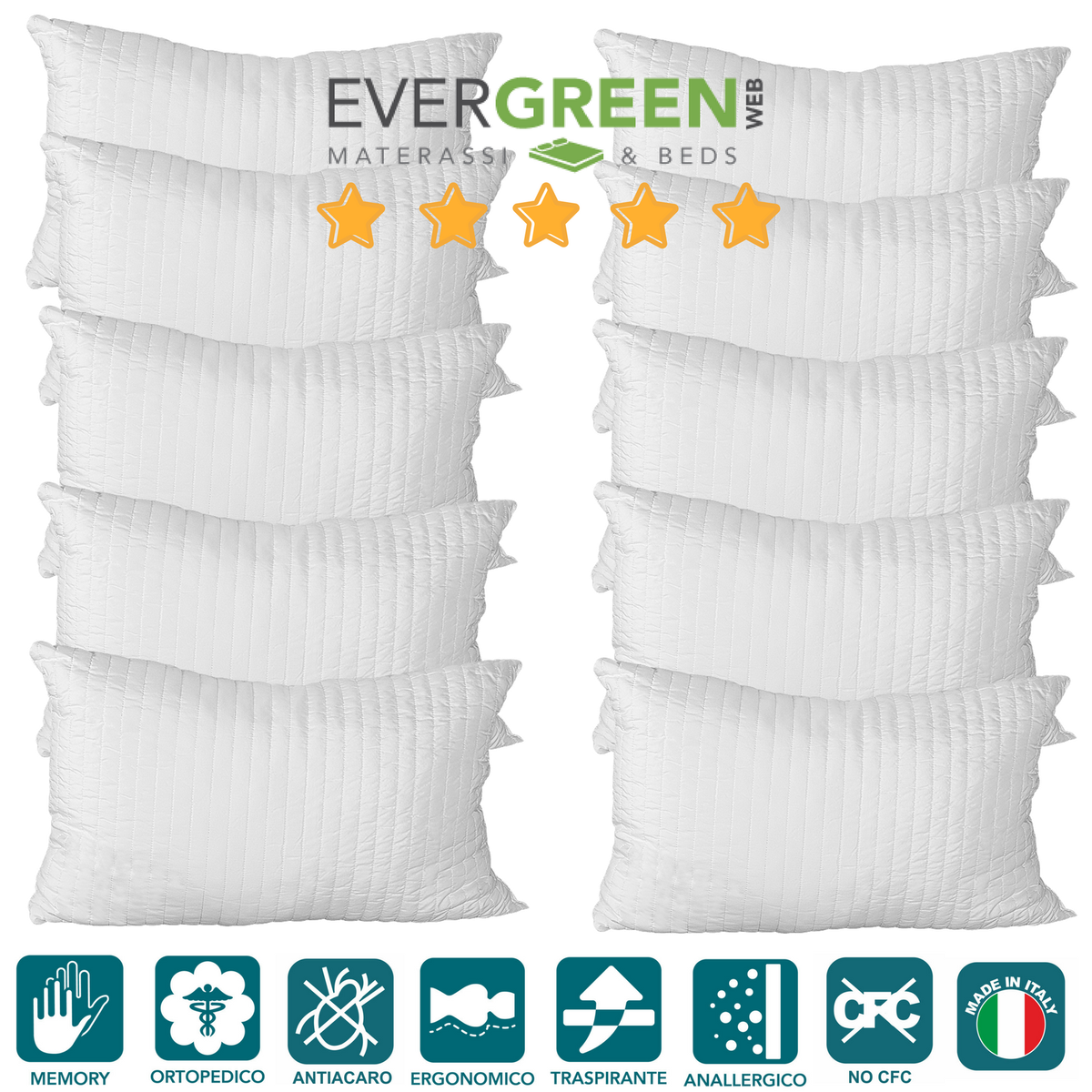 Coppia Di Cuscini In Memory Foam, Modello Saponetta Fodera In - Foto 6