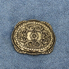 BELT BUCKLE LADIES WESTERN FLORAL DESIGN SILVER PLATED VERY DETAILED