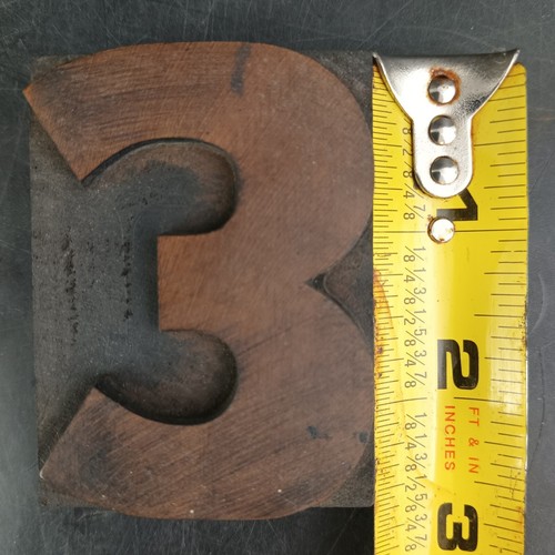 NUMBER 3 THREE Vtg Wood & Metal Letterpress Print Type Printers Block Cut 2.5" - Picture 5 of 5