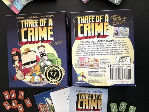 Three of a Crime Card Game 2007 Gamewright Best Toy Award Strategy Complete - Picture 4 of 10