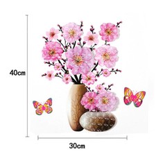Adesivo 3D autoadesivo fiore farfalla vaso PVC murale parete mobili decalcomania