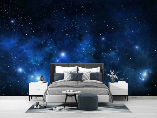 3D Starry Sky Blue Landscape Self-adhesive Removeable Wallpaper Wall Mural1 - 第 2/9 張圖片